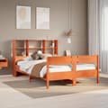 Miniatyrbilde 2 av 11: vidaXL Seng med bokhylle uten madrass voksbrun 135x190 cm heltre furu