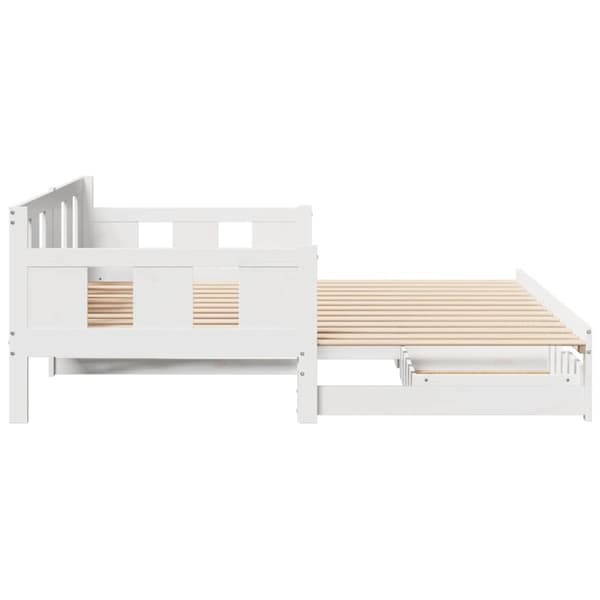 vidaXL Uttrekkbar dagseng med skuffer uten madrass hvit 90x200 cm