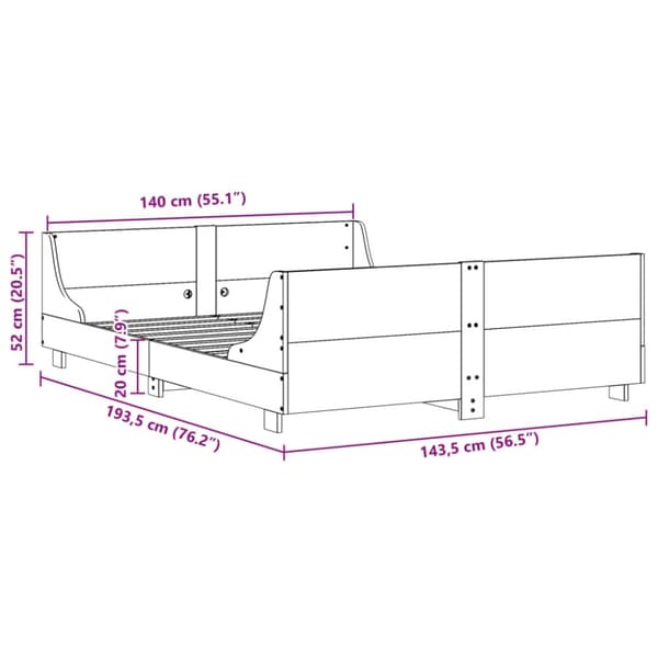 vidaXL sengeramme uden madras 140x190 cm massivt fyrretræ gyldenbrun