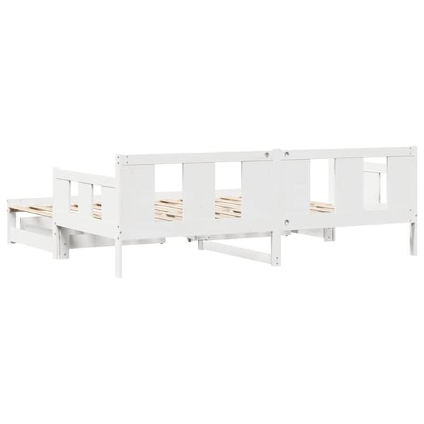 vidaXL Vuodesohva rullilla ja laatikoilla ei patjaa valkoinen 90x200cm