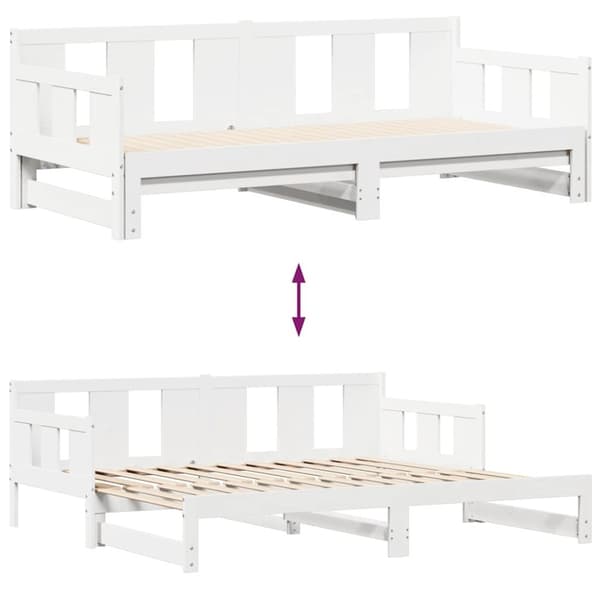 vidaXL Vuodesohva rullilla ja laatikoilla ei patjaa valkoinen 90x200cm