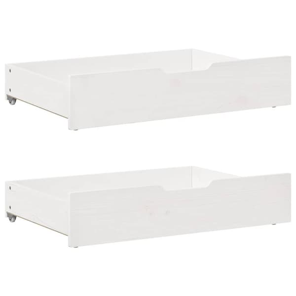 vidaXL Vuodesohva rullilla ja laatikoilla ei patjaa valkoinen 90x200cm
