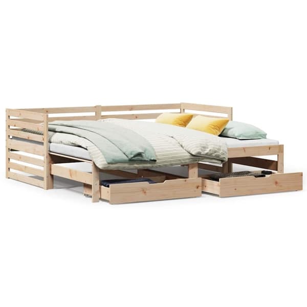 vidaXL Vuodesohva laatikoilla 90x200 cm täysi mänty