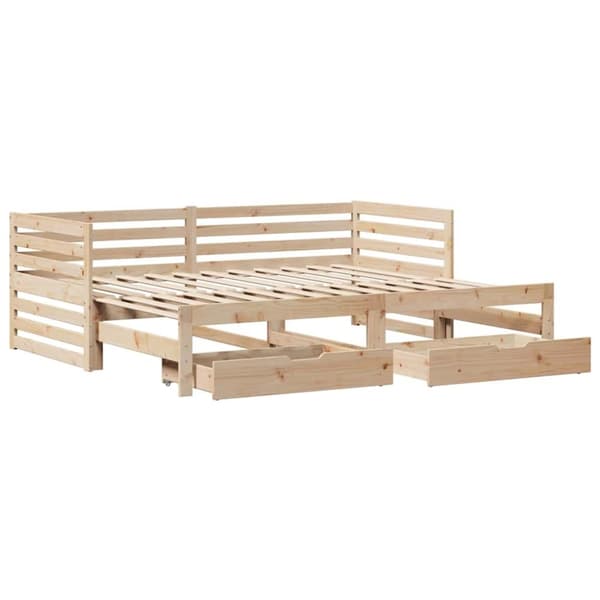 vidaXL Vuodesohva laatikoilla 90x200 cm täysi mänty