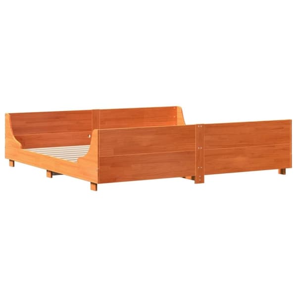 vidaXL Sengeramme uten madrass voksbrun 200x200 cm heltre furu