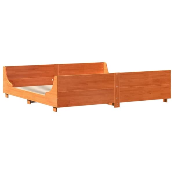 vidaXL sengeramme uden madras 200x200 cm massivt fyrretræ gyldenbrun