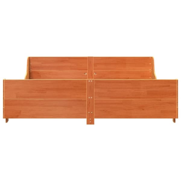 vidaXL sengeramme uden madras 200x200 cm massivt fyrretræ gyldenbrun