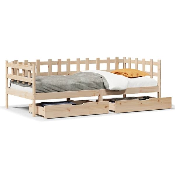 vidaXL Vuodesohva laatikoilla 90x200 cm täysi mänty