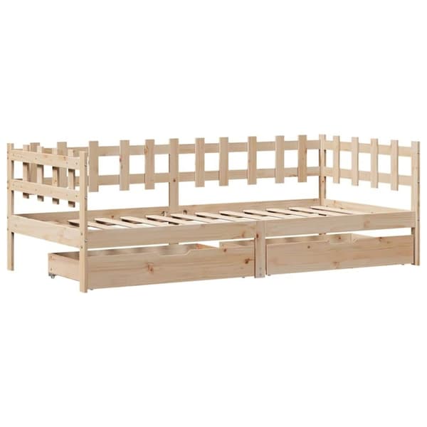 vidaXL Vuodesohva laatikoilla 90x200 cm täysi mänty