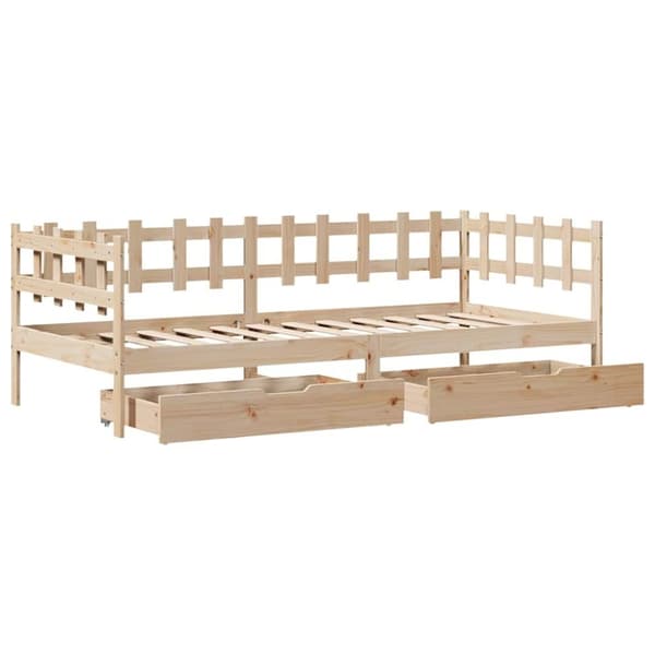 vidaXL Vuodesohva laatikoilla 90x200 cm täysi mänty