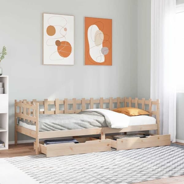 vidaXL Vuodesohva laatikoilla 90x200 cm täysi mänty