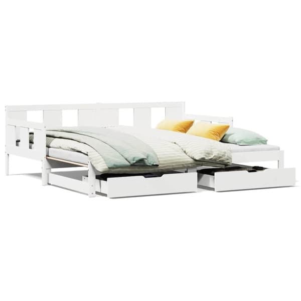 vidaXL daybed med udtræk og skuffer uden madras 90x190 cm hvid