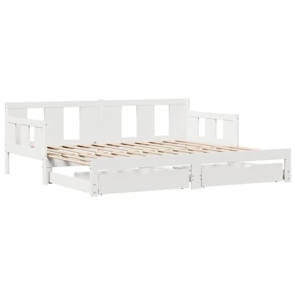 vidaXL daybed med udtræk og skuffer uden madras 90x190 cm hvid