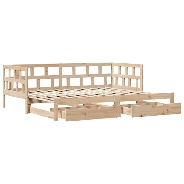 vidaXL Dagbädd utdragbar med lådor utan madrass 90x200 cm