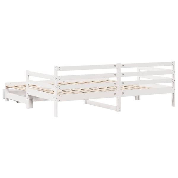 vidaXL Uttrekkbar dagseng med skuffer uten madrass hvit 90x190 cm