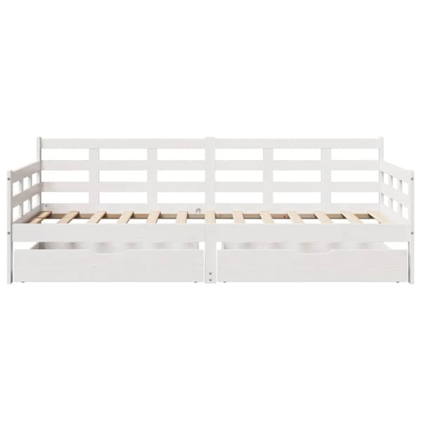 vidaXL Dagseng med skuffer hvit 80x200 cm heltre furu