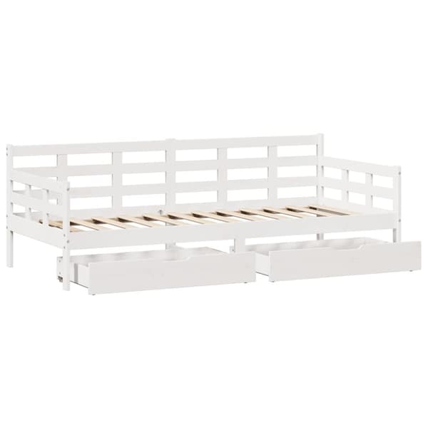 vidaXL Dagseng med skuffer hvit 80x200 cm heltre furu