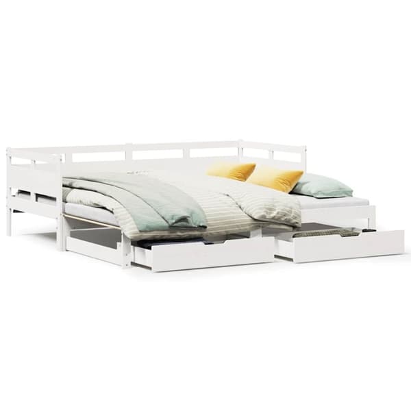 vidaXL Dagbädd utdragbar med lådor utan madrass vit 90x190 cm