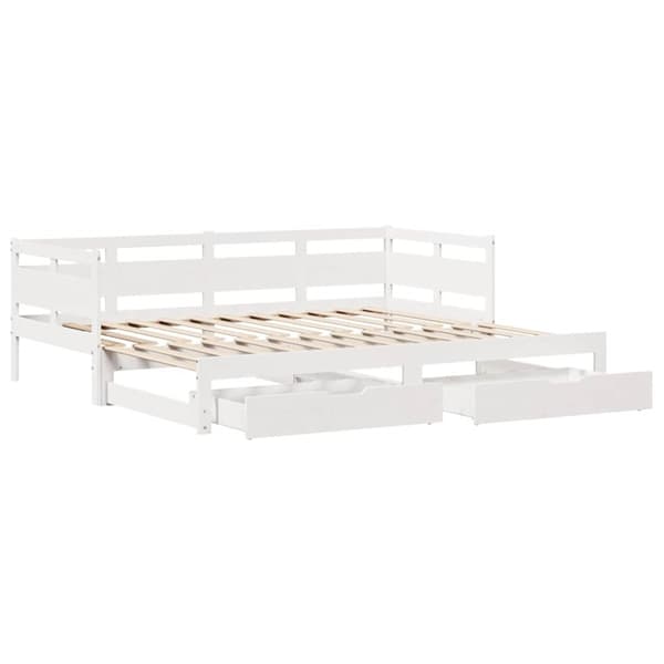 vidaXL Dagbädd utdragbar med lådor utan madrass vit 90x190 cm