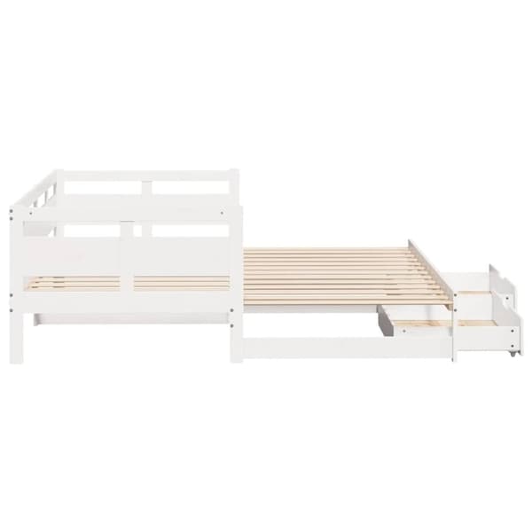 vidaXL Dagbädd utdragbar med lådor utan madrass vit 90x190 cm