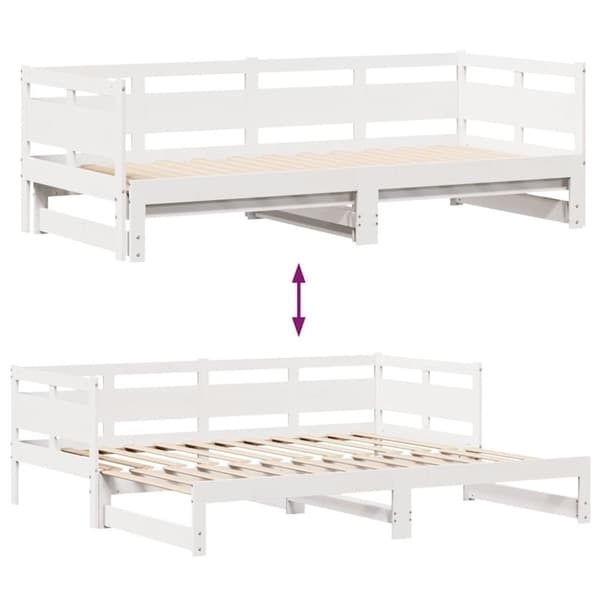 vidaXL Dagbädd utdragbar med lådor utan madrass vit 90x190 cm