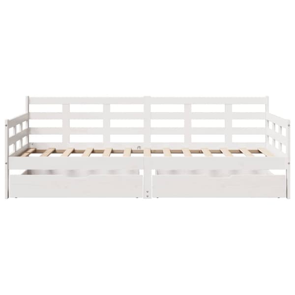 vidaXL Dagseng med skuffer hvit 90x200 cm heltre furu