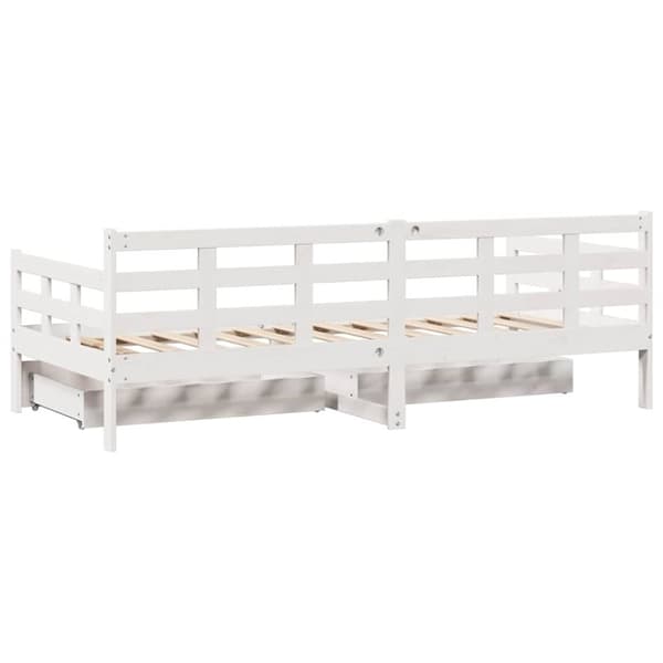 vidaXL Dagseng med skuffer hvit 90x200 cm heltre furu