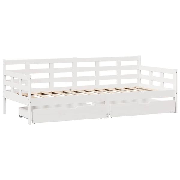 vidaXL Dagseng med skuffer hvit 90x190 cm heltre furu
