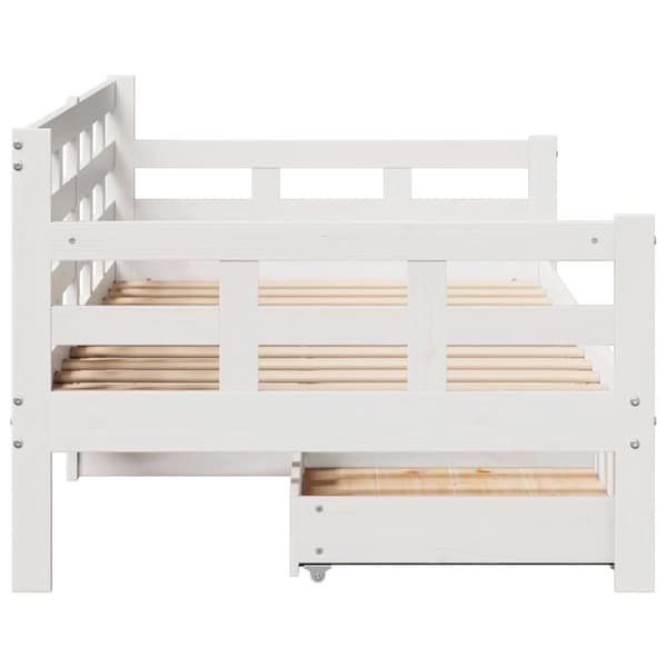 vidaXL Dagseng med skuffer hvit 90x190 cm heltre furu