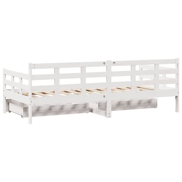 vidaXL Dagseng med skuffer hvit 90x190 cm heltre furu