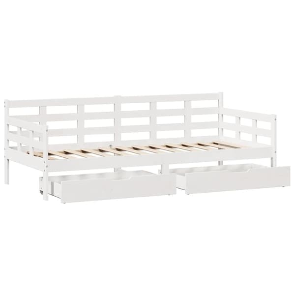 vidaXL Dagseng med skuffer hvit 90x190 cm heltre furu