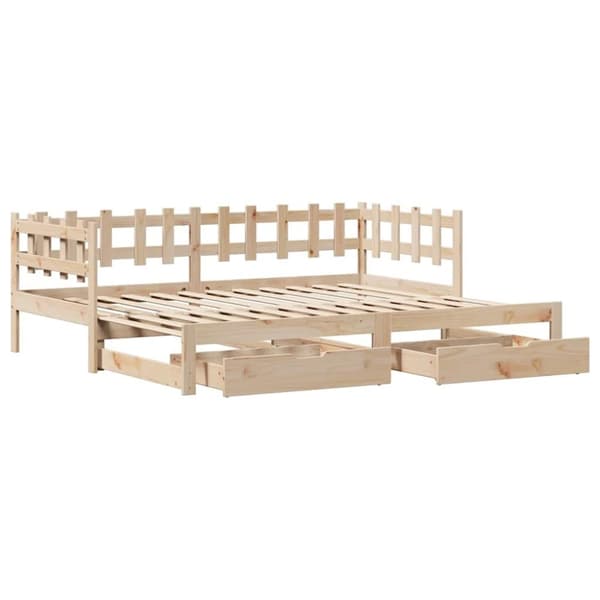 vidaXL Uttrekkbar dagseng med skuffer uten madrass 80x200 cm