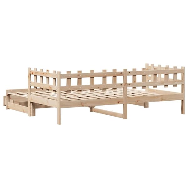 vidaXL Uttrekkbar dagseng med skuffer uten madrass 80x200 cm