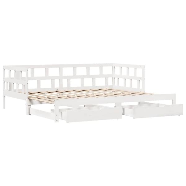 vidaXL Dagbädd utdragbar med lådor utan madrass vit 90x200 cm