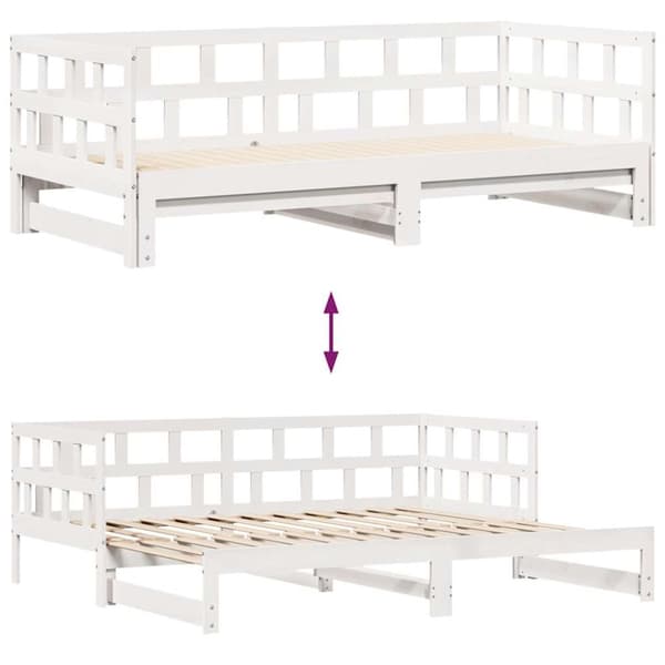vidaXL Dagbädd utdragbar med lådor utan madrass vit 90x200 cm
