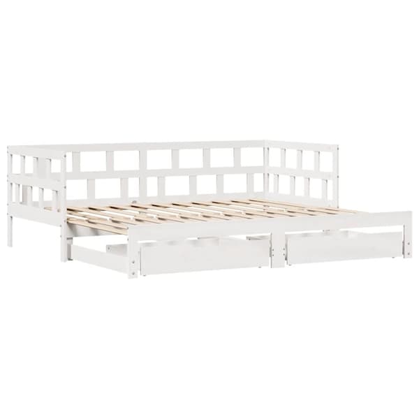 vidaXL Dagbädd utdragbar med lådor utan madrass vit 90x190 cm