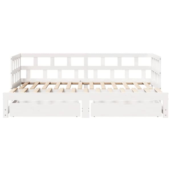 vidaXL Dagbädd utdragbar med lådor utan madrass vit 90x190 cm