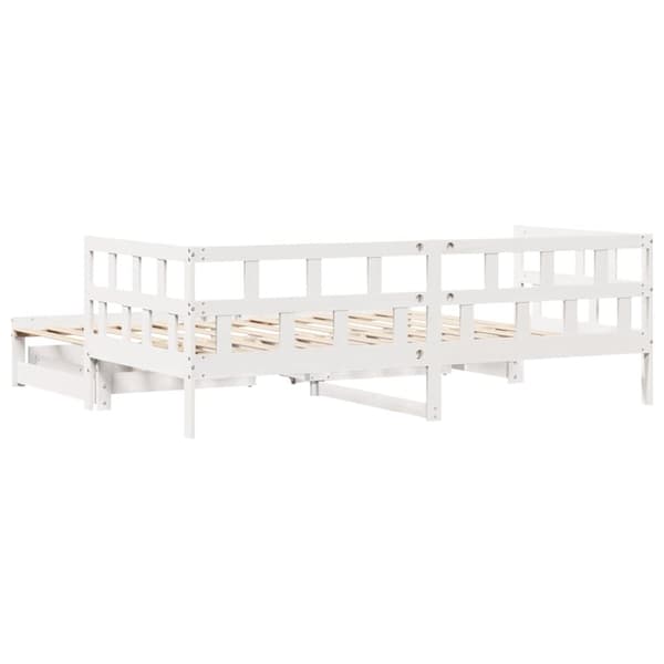 vidaXL Dagbädd utdragbar med lådor utan madrass vit 90x190 cm