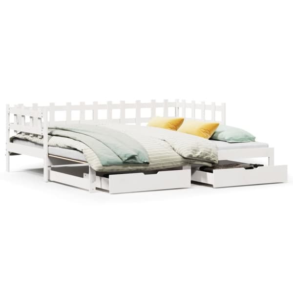 vidaXL daybed med udtræk og skuffer uden madras 80x200 cm hvid