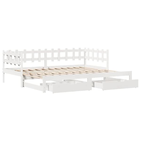 vidaXL daybed med udtræk og skuffer uden madras 80x200 cm hvid