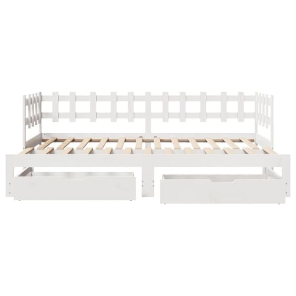 vidaXL daybed med udtræk og skuffer uden madras 80x200 cm hvid