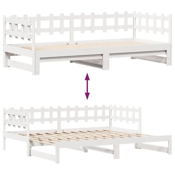 vidaXL daybed med udtræk og skuffer uden madras 80x200 cm hvid