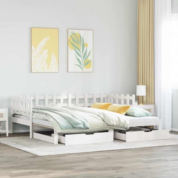vidaXL daybed med udtræk og skuffer uden madras 80x200 cm hvid