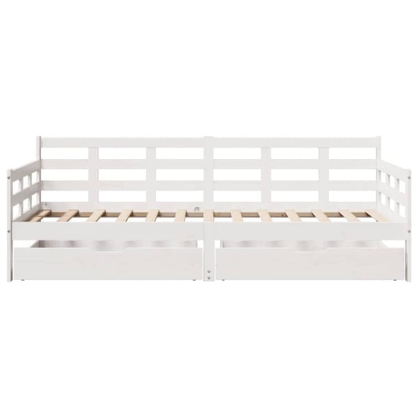 vidaXL daybed med skuffer 90x190 cm massivt fyrretræ hvid