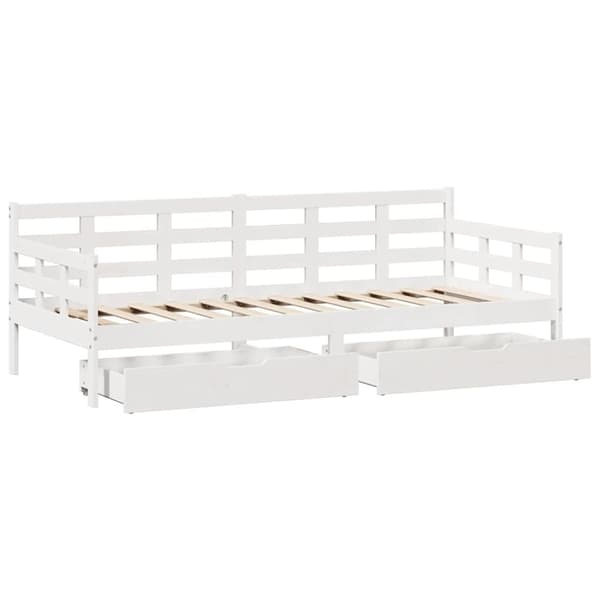 vidaXL daybed med skuffer 90x190 cm massivt fyrretræ hvid