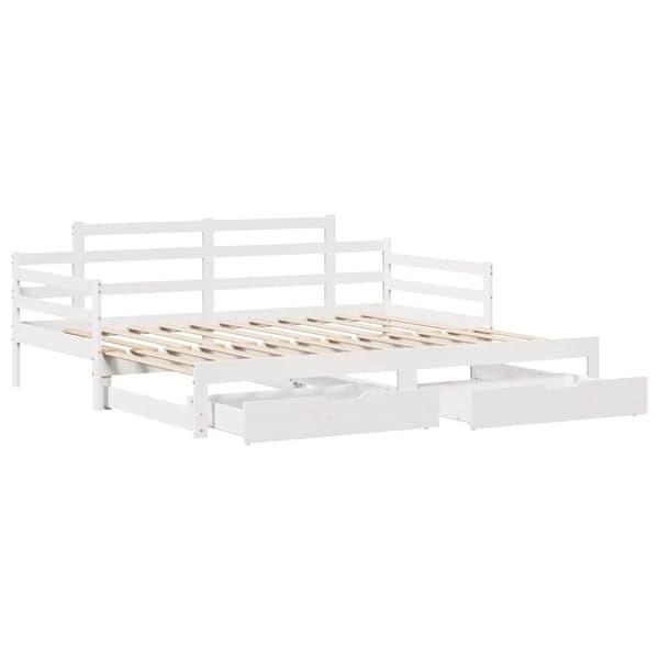 vidaXL daybed med udtræk og skuffer uden madras 80x200 cm hvid
