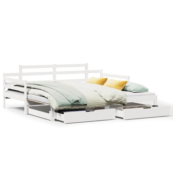 vidaXL daybed med udtræk og skuffer uden madras 80x200 cm hvid