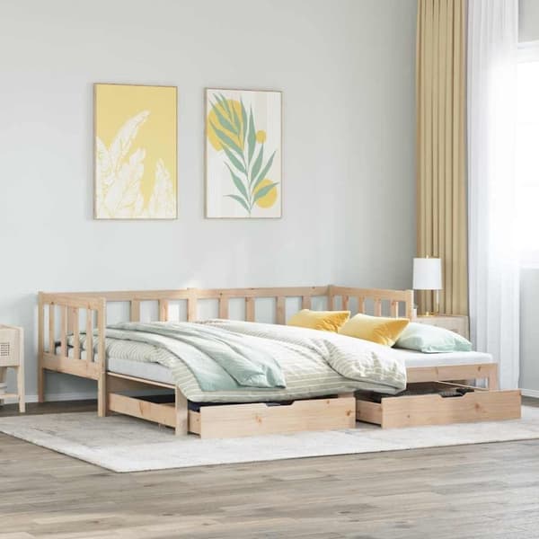 vidaXL Vuodesohva rullilla ja laatikoilla ei patjaa 90x200 cm