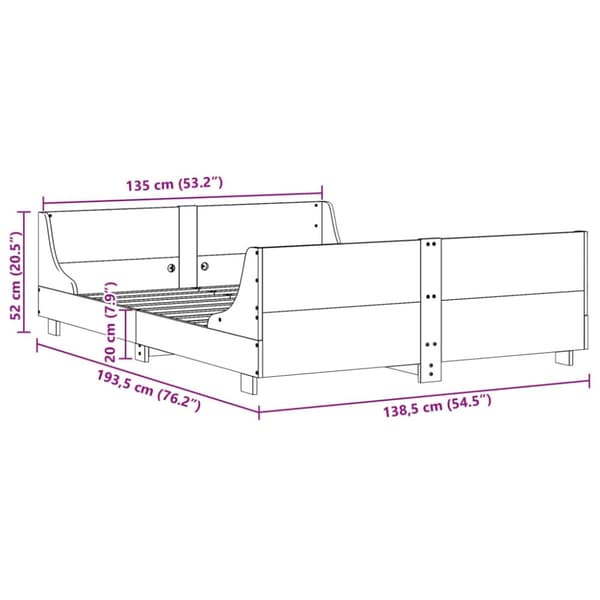 vidaXL sengeramme uden madras 135x190 cm massivt fyrretræ brun