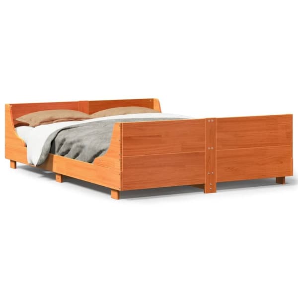 vidaXL sengeramme uden madras 135x190 cm massivt fyrretræ brun